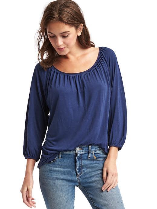 Gap Women Drapey Shirred Top - Comet Blue