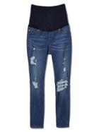 Gap Women Full Panel Destructed True Skinny Ankle Jeans - Medium Indigo