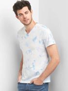 Gap Women Crystal Dye V Neck Tee - Blue