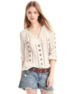 Gap Women Flowy Embroidered Crepe Top - Snow Cap