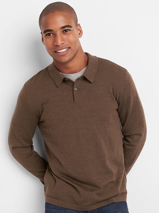 Gap Men Merino Polo - Brown