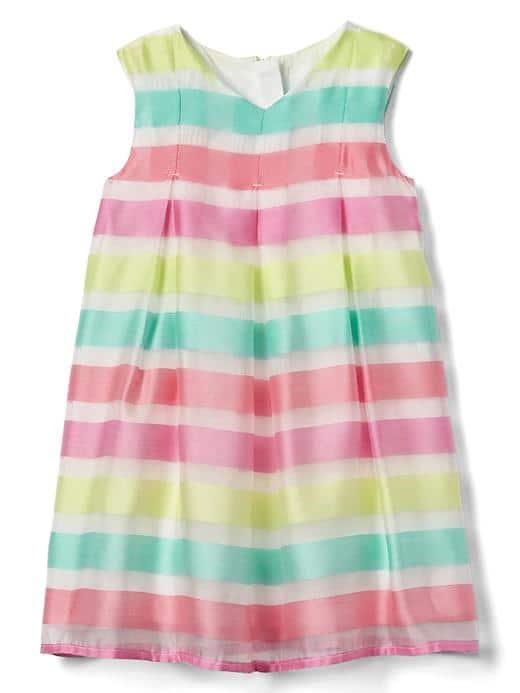 Gap Stripe Pleat Tent Dress - Pink Multi Stripe