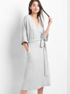 Gap Fleece Wrap Belt Midi Dress - Heather Grey