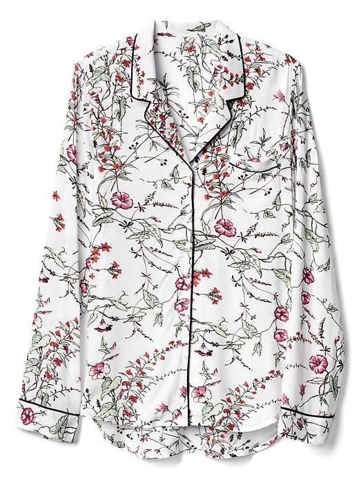 Gap Women Print Long Sleeve Sleep Shirt - Lovely Blooms