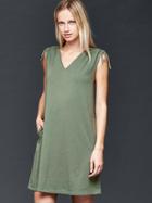 Gap Women Sleeveless V Neck Swing Dress - Cool Olive