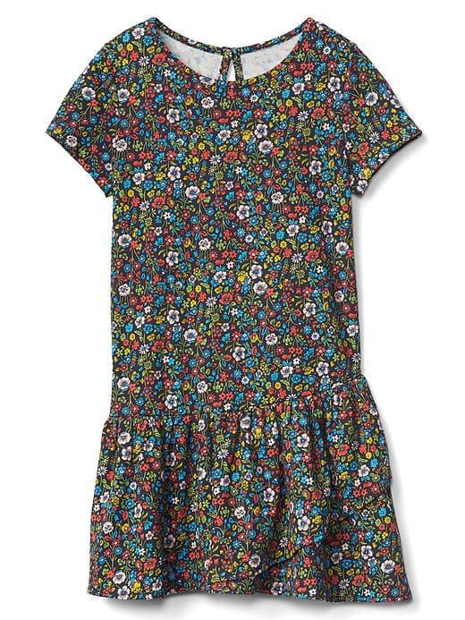 Gap Print Asymmetrical Hem Dress - Navy Print