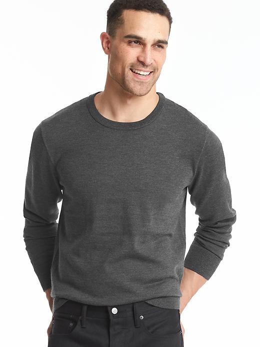 Gap Men Merino Wool Crew Sweater - Charcoal Gray