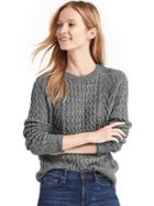 Gap Women Wavy Cable Knit Sweater - Black & White Marled