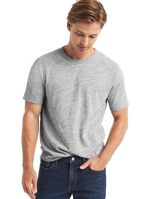 Gap Men Marled Short Sleeve Raglan Tee - New Heather Grey