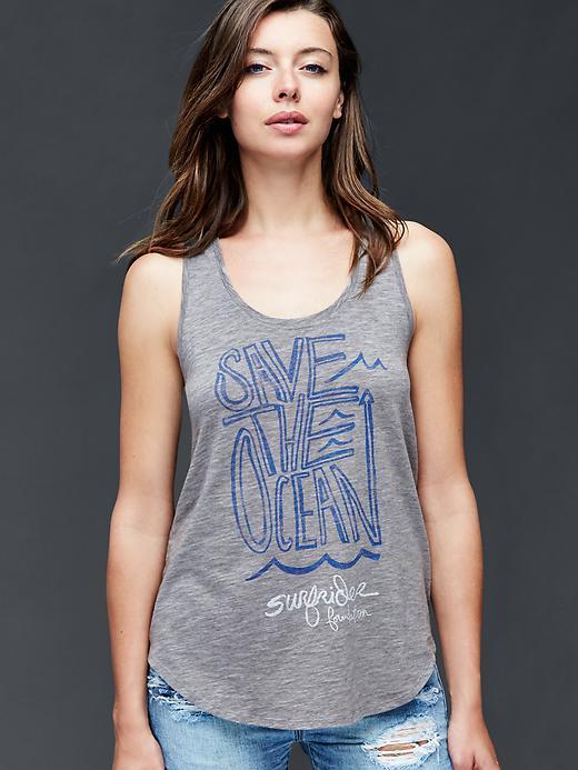 Gap Women Tailgate Surfrider Graphic Tank - Heather Grey