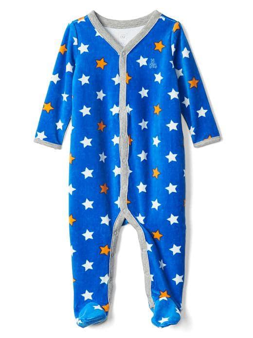 Gap Starry Velour Footed One Piece - Blue Allure