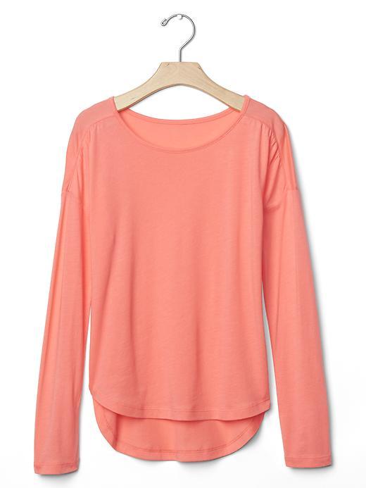 Gap Shirred Hi Lo Tee - Neon Coral Volt