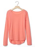 Gap Shirred Hi Lo Tee - Neon Coral Volt