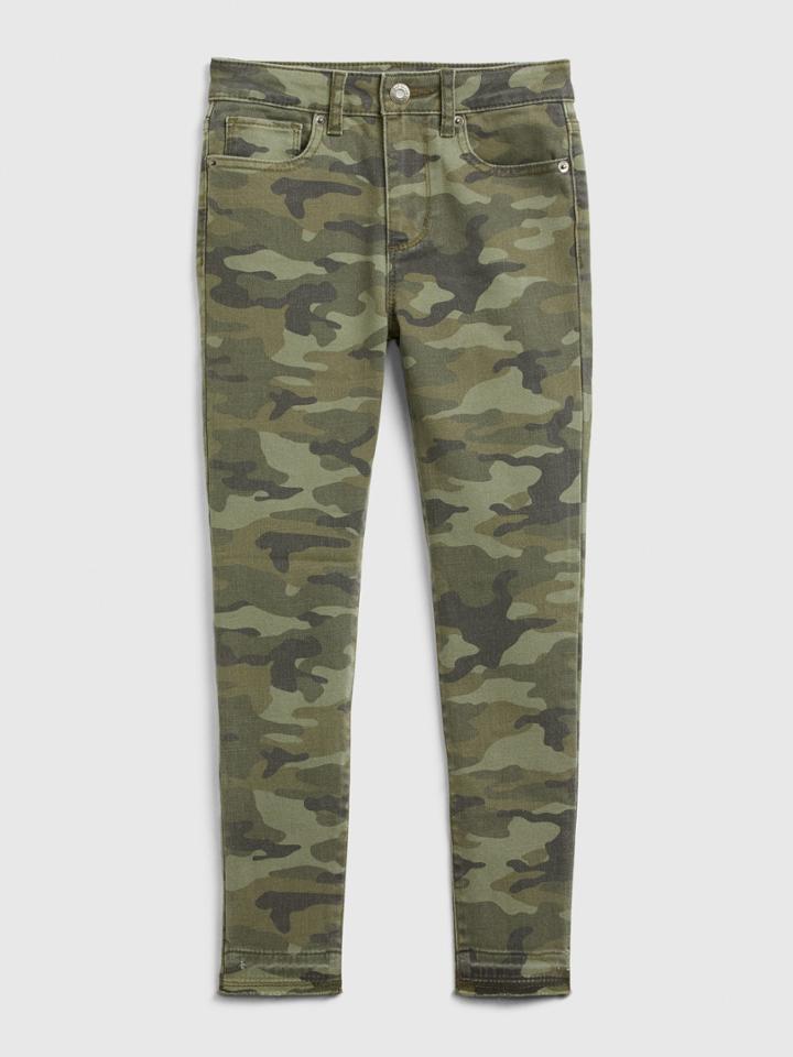 Kids High Rise Ankle Camo Jeggings With Stretch