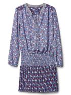 Gap Women Mix Print Long Sleeve Dress - Blue Floral