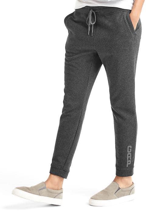 Gap Women Stud Logo Ankle Joggers - Charcoal Heather
