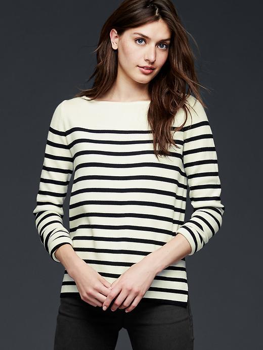 Gap Women Stripe Boatneck Sweater - Black Stripe
