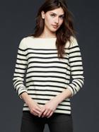 Gap Women Stripe Boatneck Sweater - Black Stripe