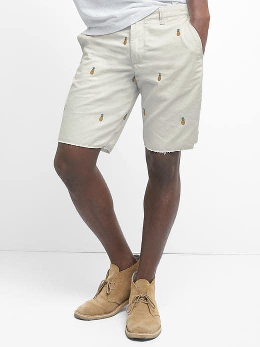 Gap Men Embroidered Twill Shorts 10 - Pineapple