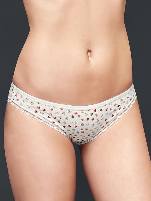 Gap Women Printed Lace Trim Cheeky Bikini - Stitchd Hrts Milk