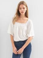 Gap Women Linen Bell Sleeve Top - White