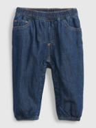 Baby Lined Denim Joggers With Washwell