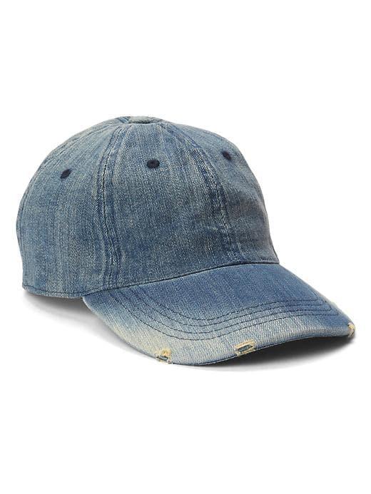 Gap Men Destructed Denim Baseball Hat - Indigo