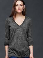 Gap Women Seamed V Neck Pullover Sweater - True Black