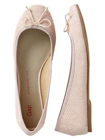 Gap Snakeskin Leather Ballet Flats - Pink Cameo