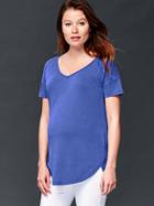 Gap Vintage Wash V Neck Tee - Mosaic Blue