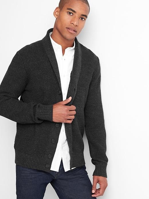 Gap Men Textured Shawl Collar Cardigan - Black