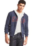 Gap Men Logo Sueded Zip Hoodie - Vintage Navy