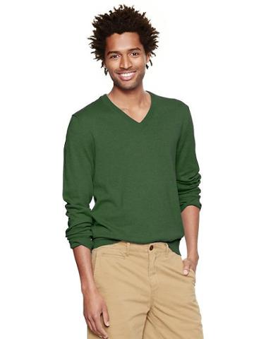 Gap Cotton Cashmere V Neck Sweater - Green Heather