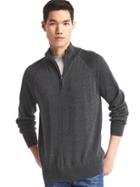 Gap Men Merino Half Zip Sweater - Charcoal Gray