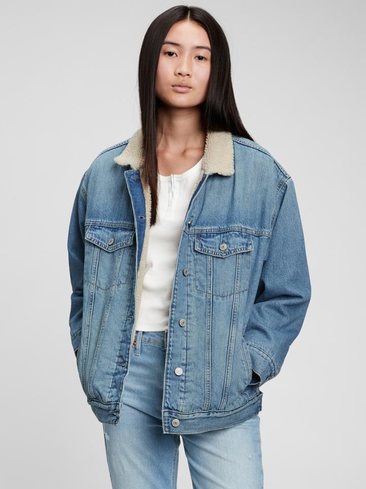 Teen Oversized Denim Sherpa Jacket
