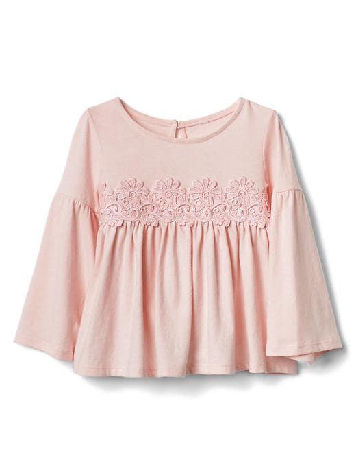 Gap Floral Crochet Waist Bell Tee - Murmur Pink
