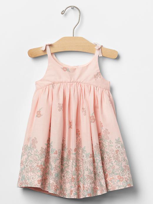 Gap Floral Border Bow Dress - Pink Cameo