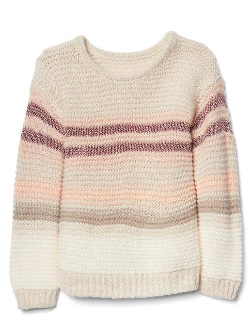 Gap Shimmer Stripe Garter Sweater - Ivory Frost