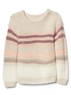 Gap Shimmer Stripe Garter Sweater - Ivory Frost