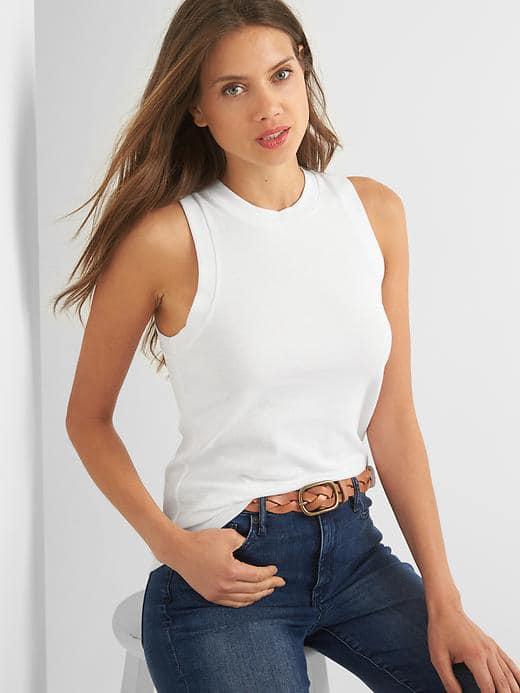 Gap Women Crewneck Sweater Tank - White