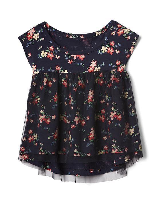 Gap Print Tulle Top - Navy Floral