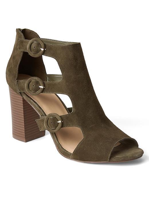 Gap Women Suede Buckle Booties - Olive Green