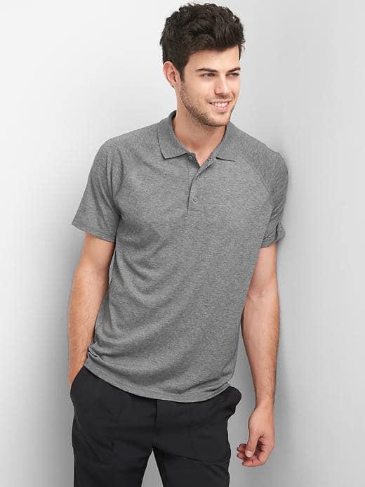 Gap Women Breathe Pique Polo - New Heather Grey