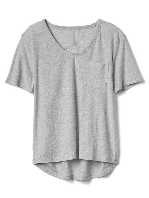 Gap Women Slub Pocket Tee - New Heather Grey
