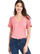 Gap Women Linen V Neck Tee - Pink Granite