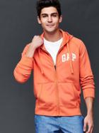 Gap Men Faded Logo Zip Hoodie - Lettermen Orange