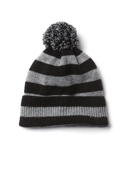 Gap Women Merino Wool Blend Stripe Beanie - True Black