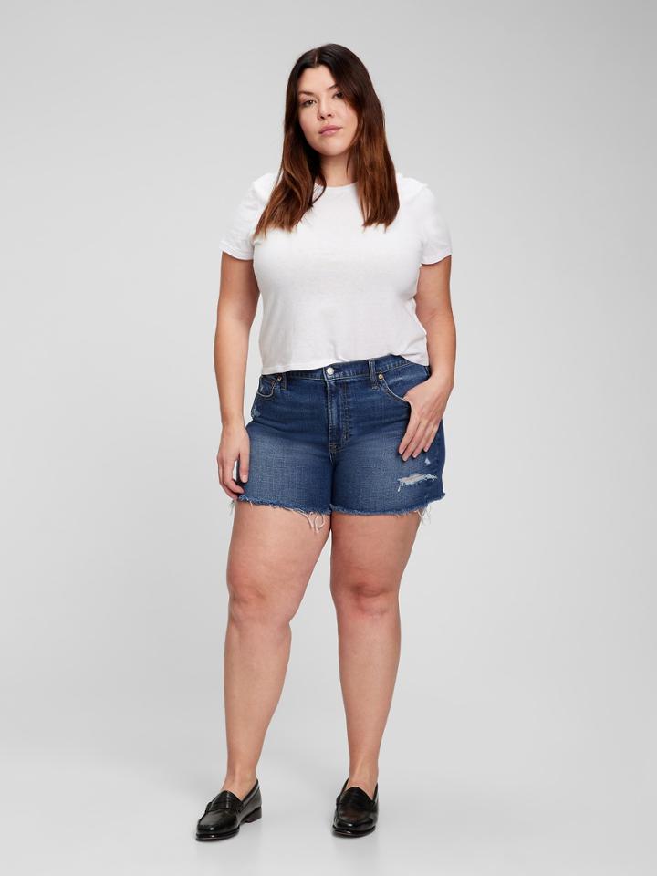 4 High Rise Denim Shorts With Washwell