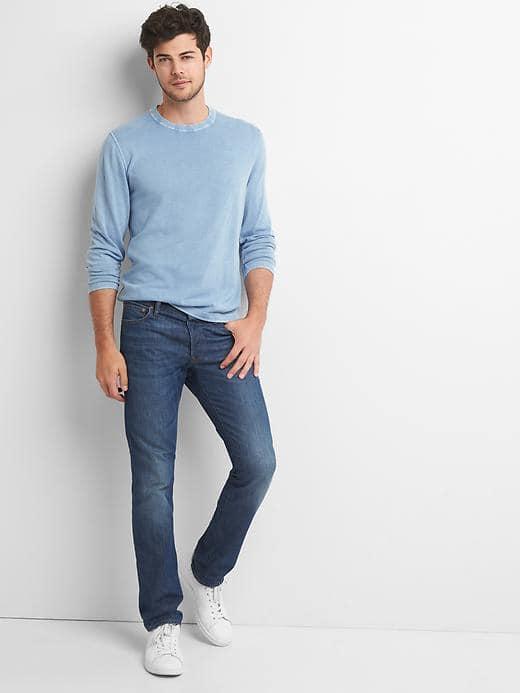 Gap Men Garment Dye Crewneck - Buxton Blue