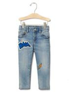Gap 1969 Comic Patches Slim Jeans - Light Wash